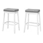 Bar Stool, Set Of 2, Bar Height, Saddle Seat, White Wood