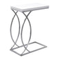 Accent Table, C-shaped, End, Side, Snack, Living Room, Bedroom, Glossy White