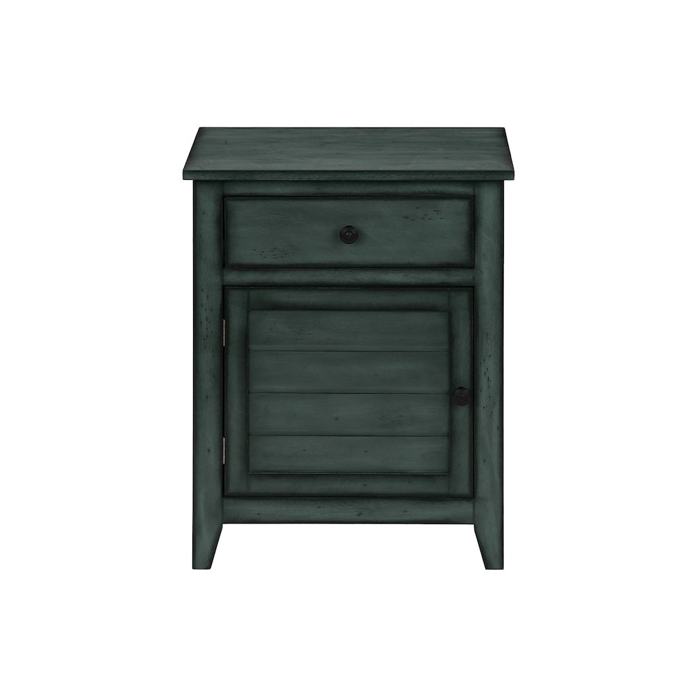 Accent Table, Nightstand, Antique Blue Veneer, Transitional