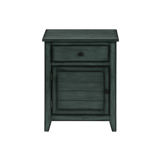 Accent Table, Nightstand, Antique Blue Veneer, Transitional