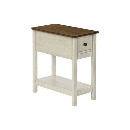Transitional Accent Table in White,Espresso color
