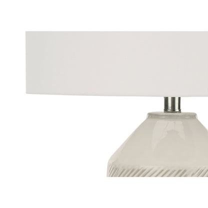 ="Lighting, 33""H, Table Lamp, Ivory / Cream Shade, Cream Ceramic, Contemporary