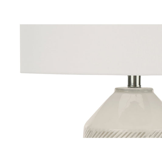 ="Lighting, 33""H, Table Lamp, Ivory / Cream Shade, Cream Ceramic, Contemporary