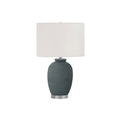 Lighting, 24"H, Table Lamp, Blue Ceramic, Ivory / Cream Shade, Contemporary