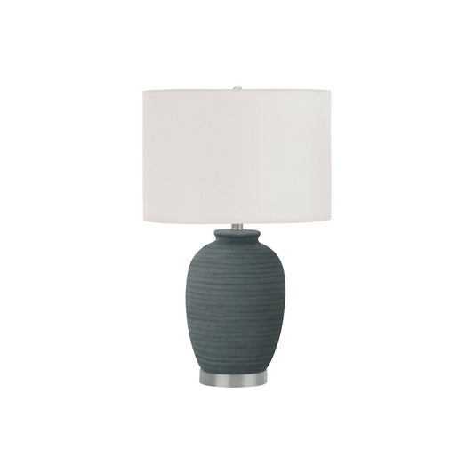 Lighting, 24"H, Table Lamp, Blue Ceramic, Ivory / Cream Shade, Contemporary