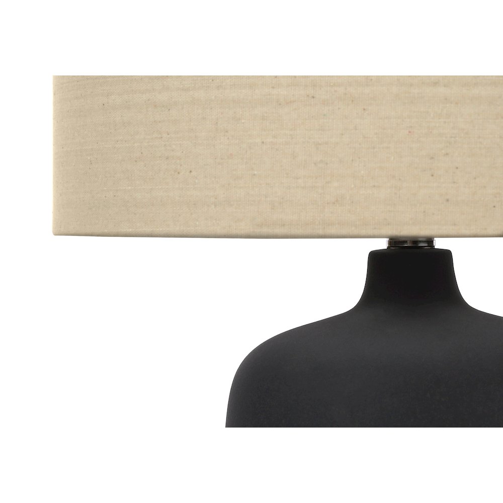 Lighting, 24"H, Table Lamp, Black Ceramic, Beige Shade, Contemporary