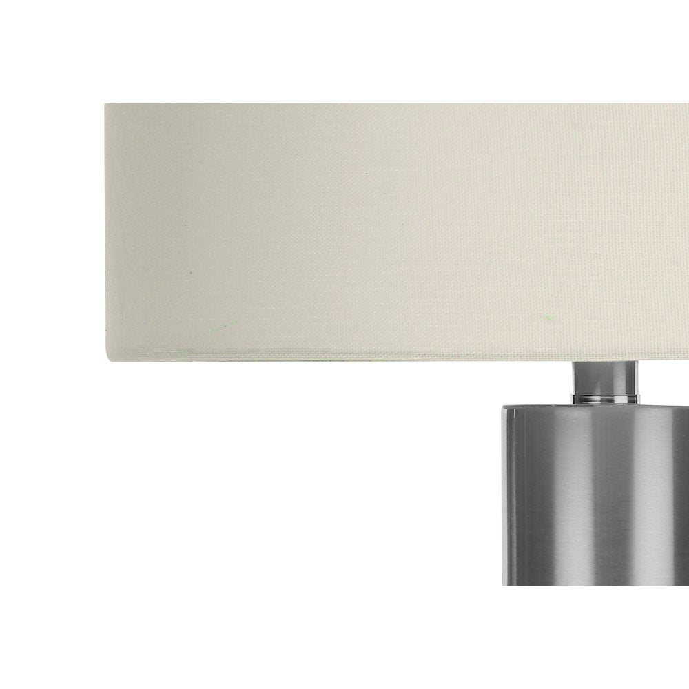 Lighting, 28"H, Table Lamp, Nickel Metal, Ivory / Cream Shade, Contemporary