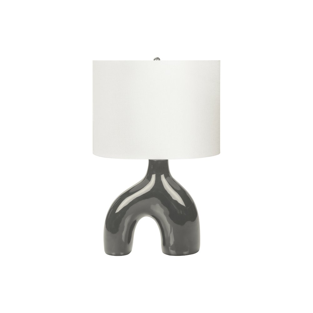 25"H, Table Lamp, Dark Grey Ceramic, Ivory / Cream Shade, Contemporary, Modern