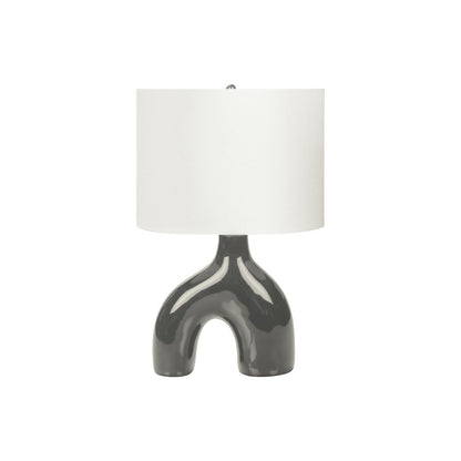 25"H, Table Lamp, Dark Grey Ceramic, Ivory / Cream Shade, Contemporary, Modern