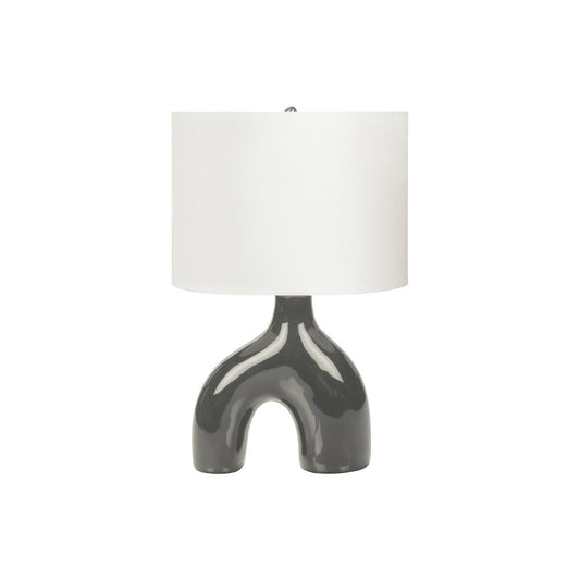 25"H, Table Lamp, Dark Grey Ceramic, Ivory / Cream Shade, Contemporary, Modern