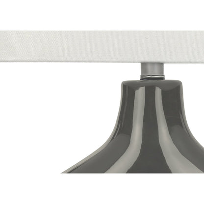 25"H, Table Lamp, Dark Grey Ceramic, Ivory / Cream Shade, Contemporary, Modern