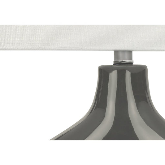 25"H, Table Lamp, Dark Grey Ceramic, Ivory / Cream Shade, Contemporary, Modern