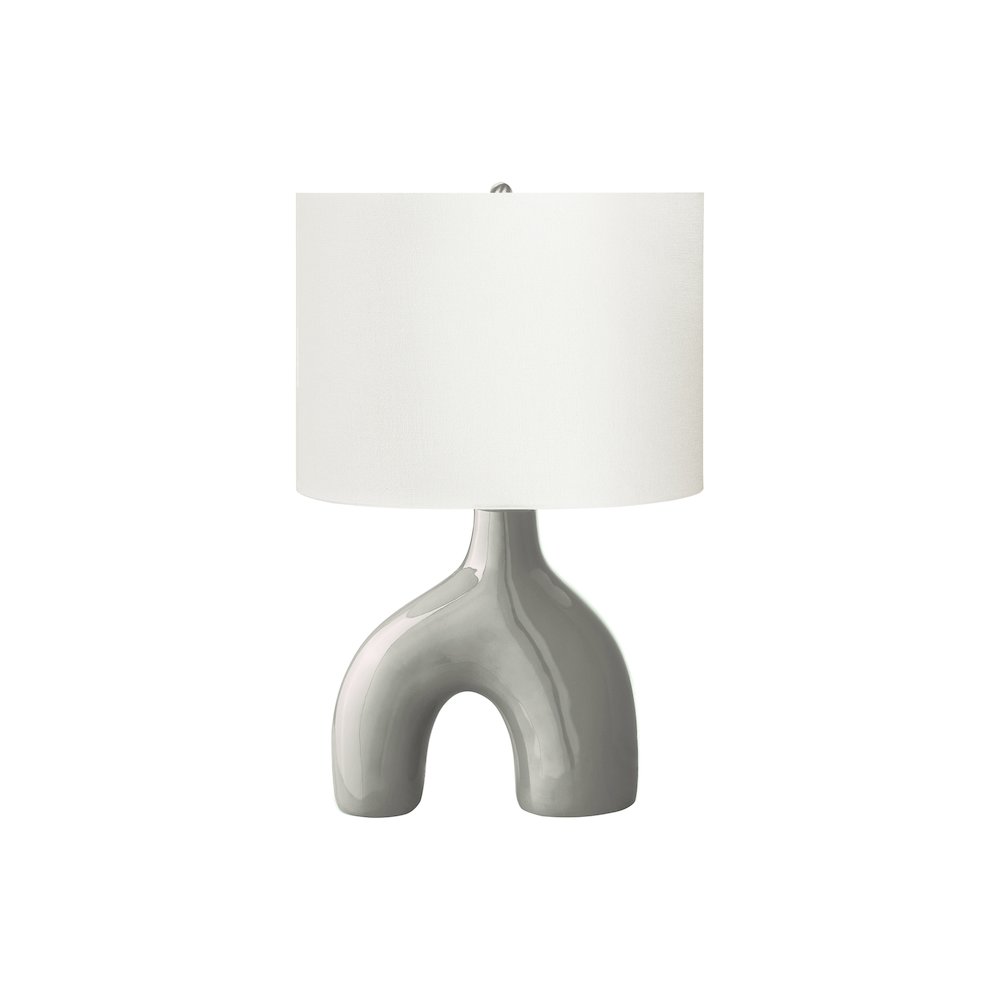 25"H, Table Lamp, Grey Ceramic, Ivory / Cream Shade, Contemporary, Modern