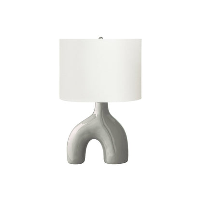 25"H, Table Lamp, Grey Ceramic, Ivory / Cream Shade, Contemporary, Modern