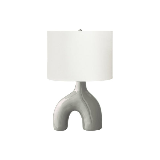25"H, Table Lamp, Grey Ceramic, Ivory / Cream Shade, Contemporary, Modern
