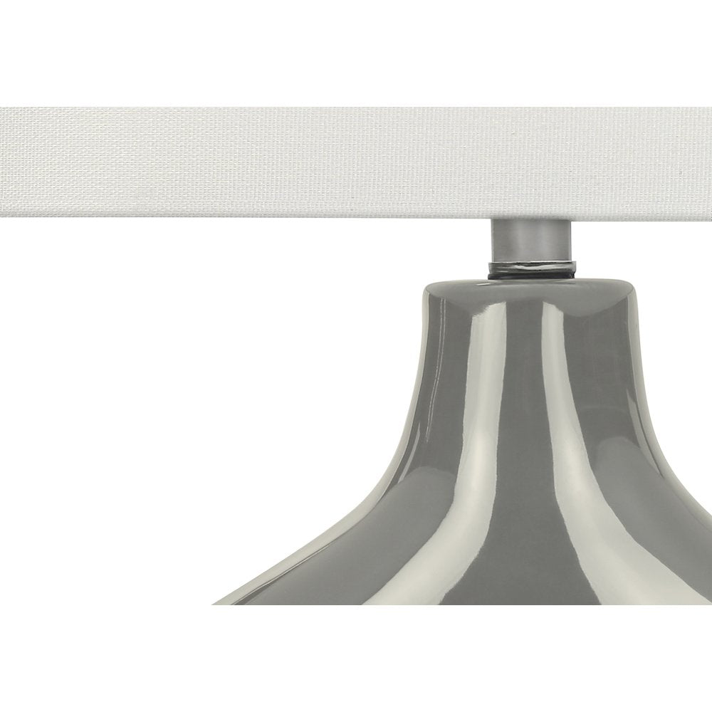 25"H, Table Lamp, Grey Ceramic, Ivory / Cream Shade, Contemporary, Modern