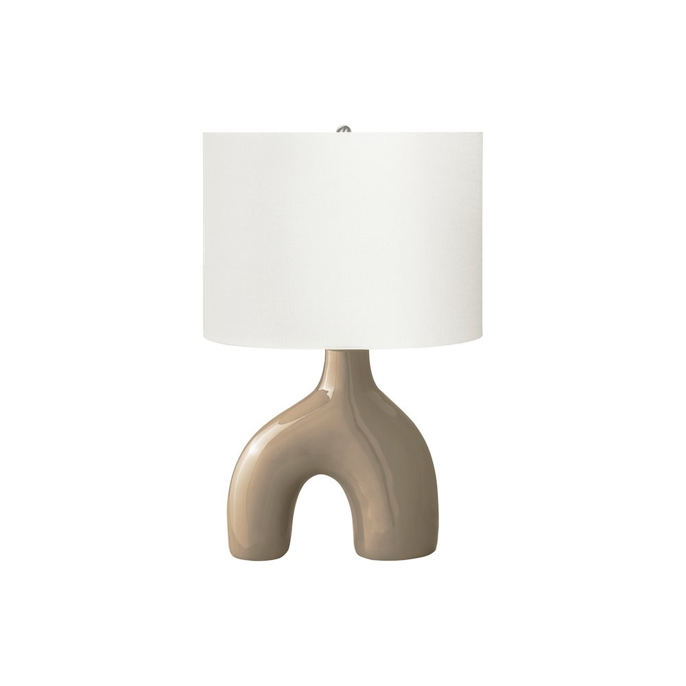 25"H, Table Lamp, Brown Ceramic, Ivory / Cream Shade, Contemporary, Modern