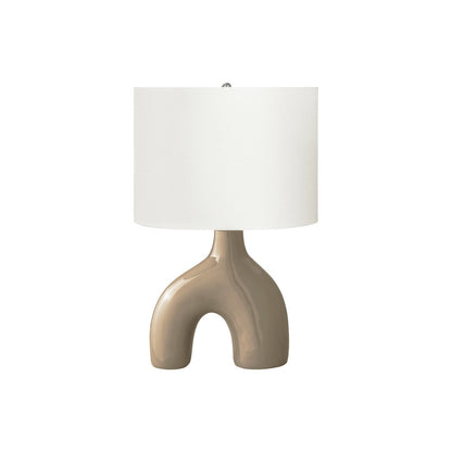 25"H, Table Lamp, Brown Ceramic, Ivory / Cream Shade, Contemporary, Modern