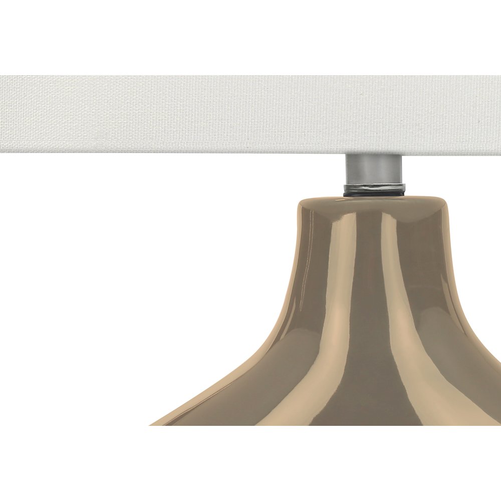 25"H, Table Lamp, Brown Ceramic, Ivory / Cream Shade, Contemporary, Modern