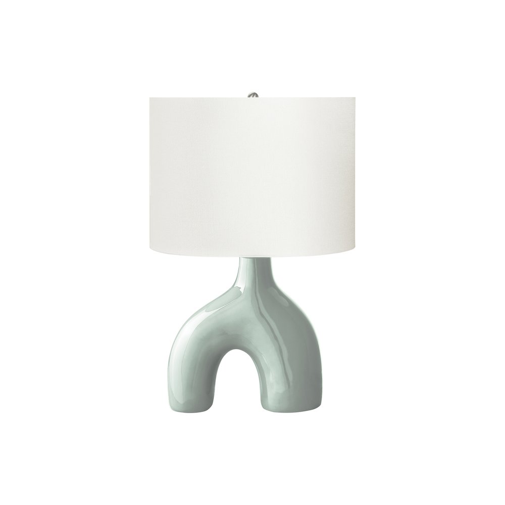 25"H, Table Lamp, Green Ceramic, Ivory / Cream Shade, Contemporary, Modern