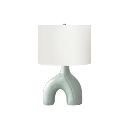 25"H, Table Lamp, Green Ceramic, Ivory / Cream Shade, Contemporary, Modern