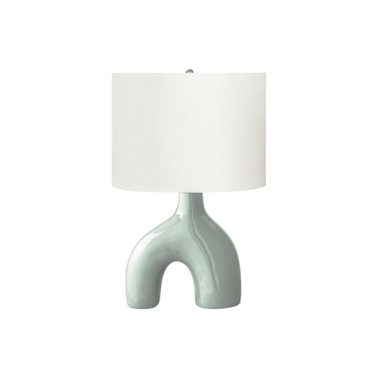 25"H, Table Lamp, Green Ceramic, Ivory / Cream Shade, Contemporary, Modern