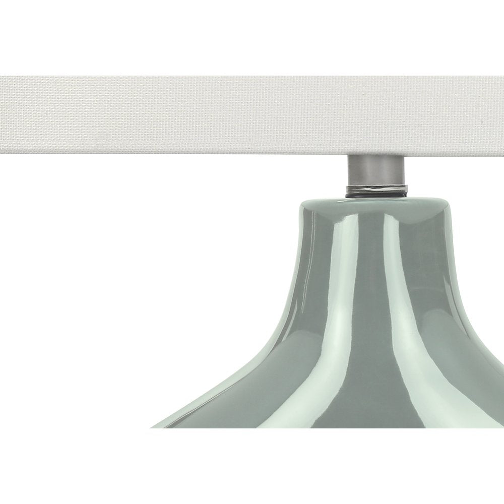 25"H, Table Lamp, Green Ceramic, Ivory / Cream Shade, Contemporary, Modern