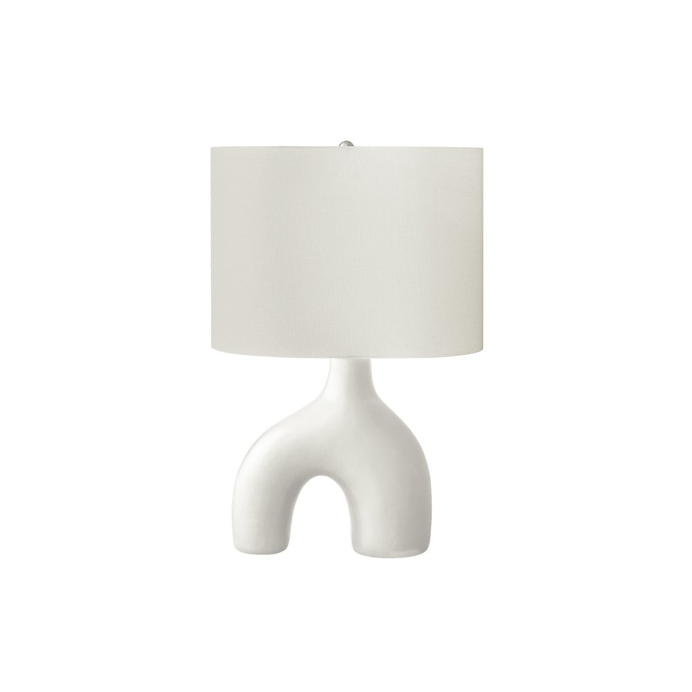 25"H, Table Lamp, White Ceramic, Ivory / Cream Shade, Contemporary, Modern