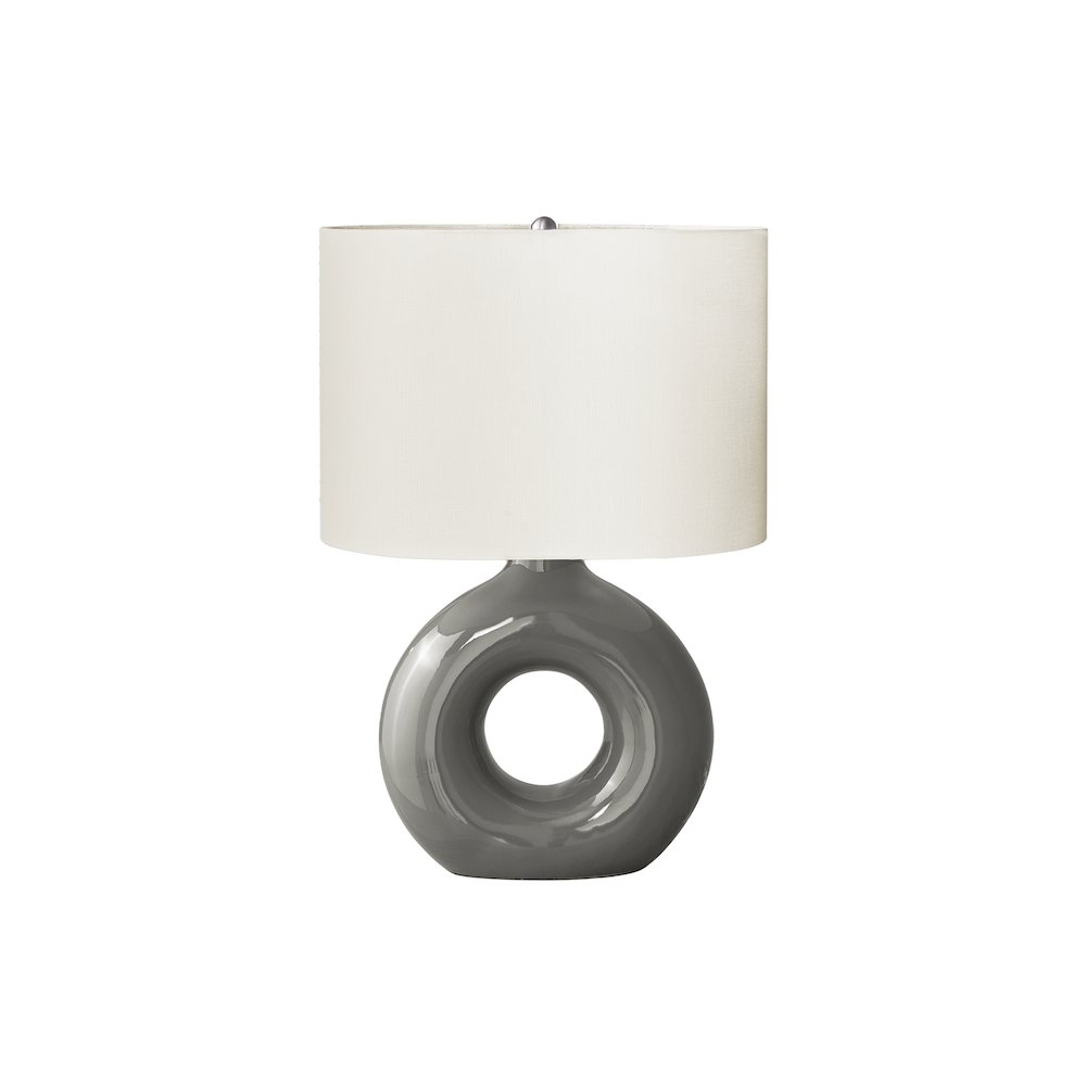 Lighting, 24"H, Table Lamp, Dark Grey Ceramic, Ivory / Cream Shade, Contemporary