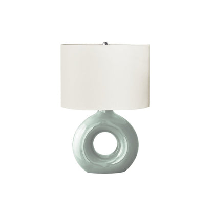 24"H, Table Lamp, Green Ceramic, Ivory / Cream Shade, Contemporary, Modern