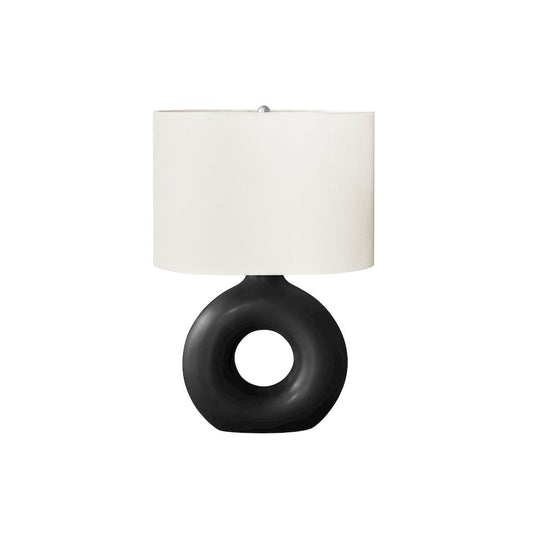 24"H, Table Lamp, Black Ceramic, Ivory / Cream Shade, Contemporary, Modern