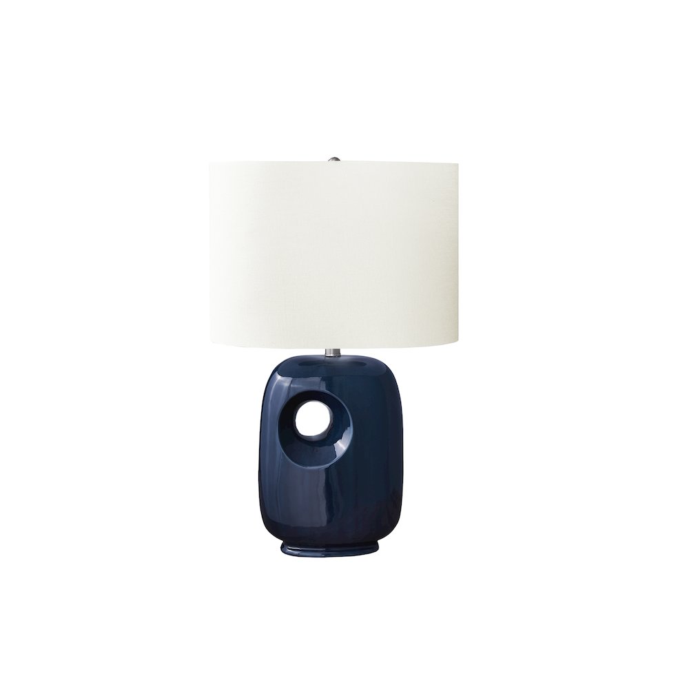 26"H, Table Lamp, Blue Ceramic, Ivory / Cream Shade, Contemporary, Modern