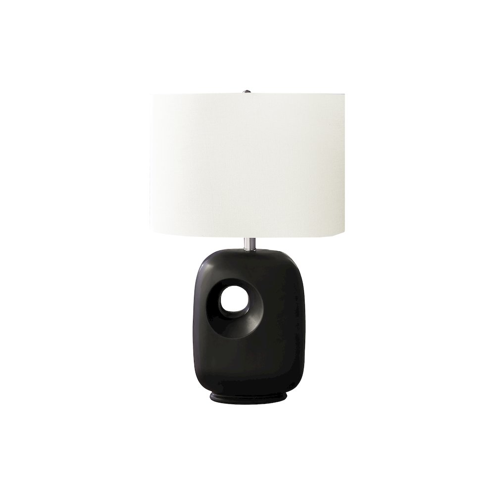 26"H, Table Lamp, Black Ceramic, Ivory / Cream Shade, Contemporary, Modern