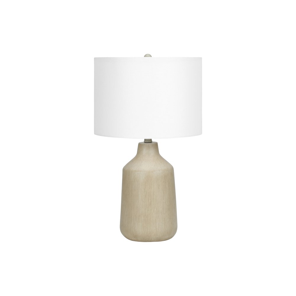 ="Lighting, 24""H, Table Lamp, Beige Concrete, Ivory / Cream Shade, Contemporar