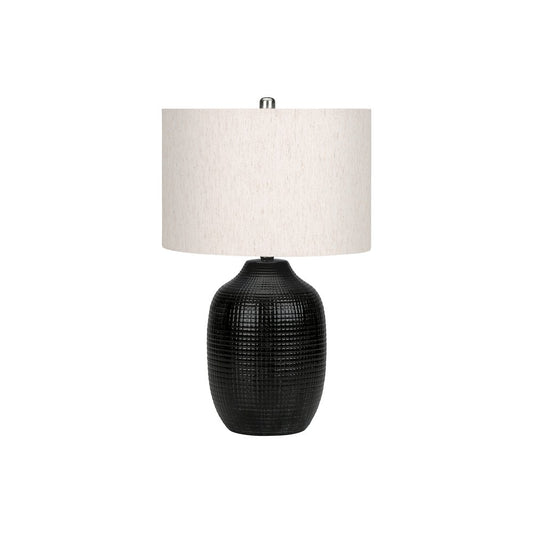 ="Lighting, 26""H, Table Lamp, Black Ceramic, Ivory / Cream Shade, Contemporary