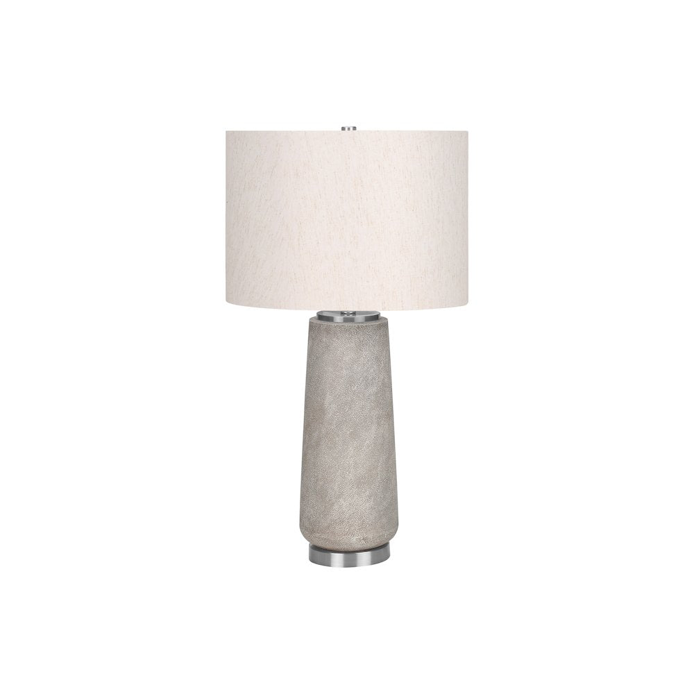 Lighting, 29"H, Table Lamp, Grey Resin, Ivory / Cream Shade, Modern