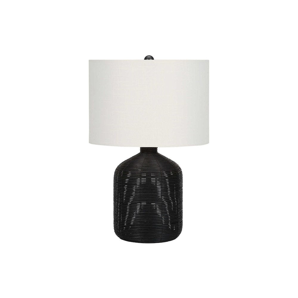 Lighting, 23"H, Table Lamp, Black Rattan, Ivory / Cream Shade, Modern