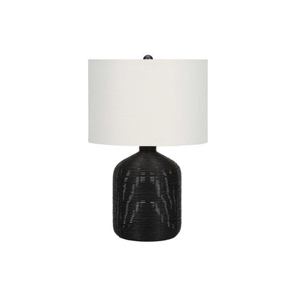 Lighting, 23"H, Table Lamp, Black Rattan, Ivory / Cream Shade, Modern