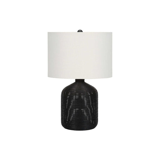 Lighting, 23"H, Table Lamp, Black Rattan, Ivory / Cream Shade, Modern