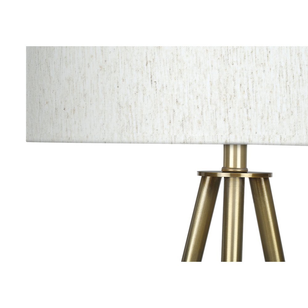Lighting, 63"H, Floor Lamp, Brass Metal, Ivory / Cream Shade, Contemporary