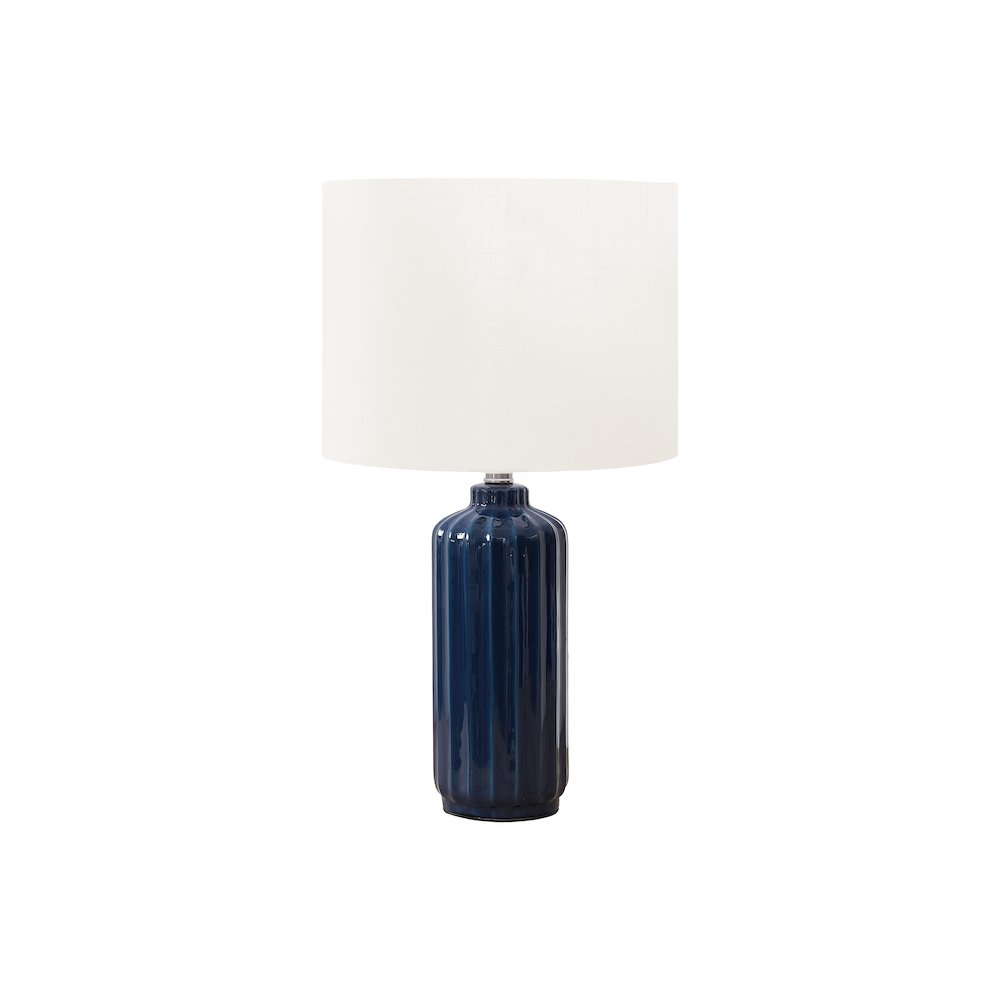 23"H, Table Lamp, Blue Ceramic, Ivory / Cream Shade, Contemporary, Modern