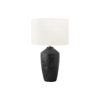 25"H, Table Lamp, Black Concrete, Ivory / Cream Shade, Contemporary, Modern