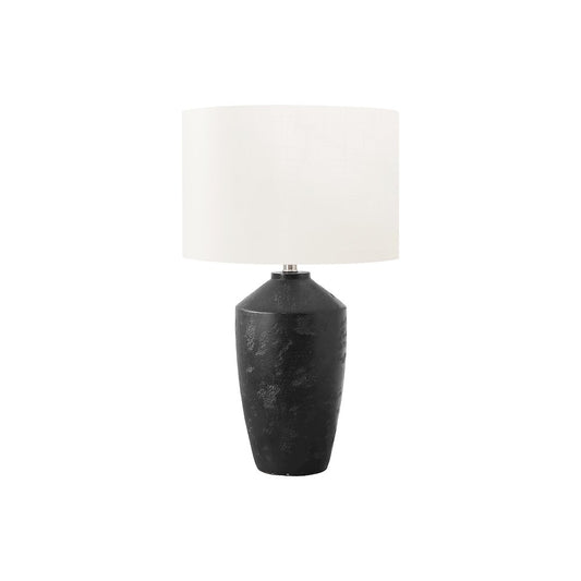 25"H, Table Lamp, Black Concrete, Ivory / Cream Shade, Contemporary, Modern