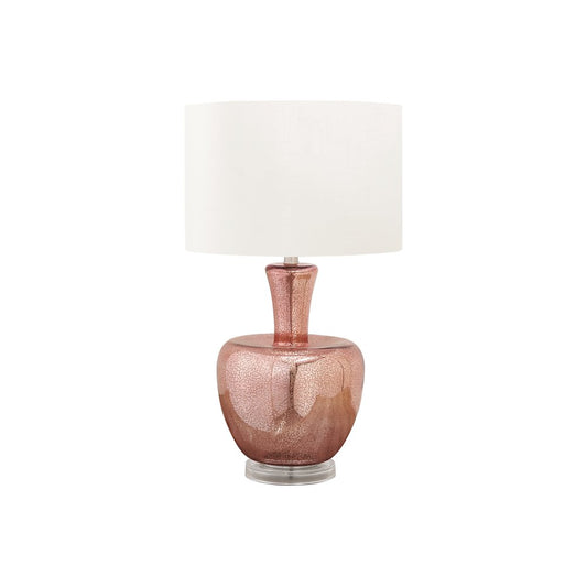 26"H, Table Lamp, Dusty Rose Glass, Ivory / Cream Shade, Contemporary, Modern