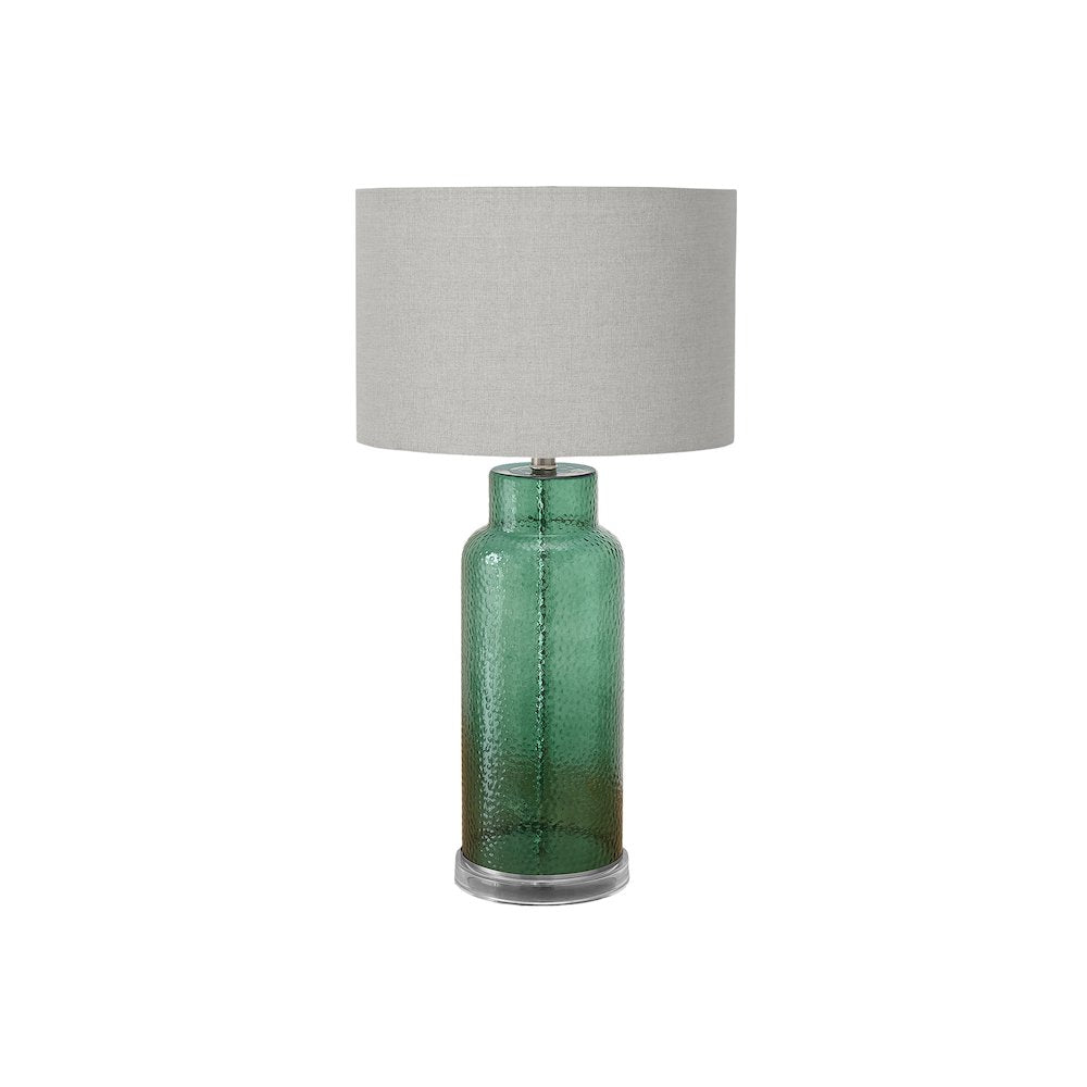 Lighting, 28"H, Table Lamp, Green Glass, Grey Shade, Contemporary, Modern