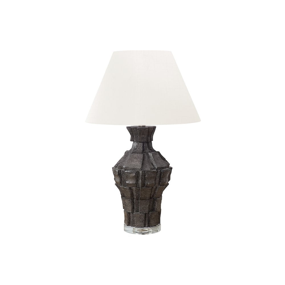 28"H, Table Lamp, Black Resin, Ivory / Cream Shade, Contemporary, Modern