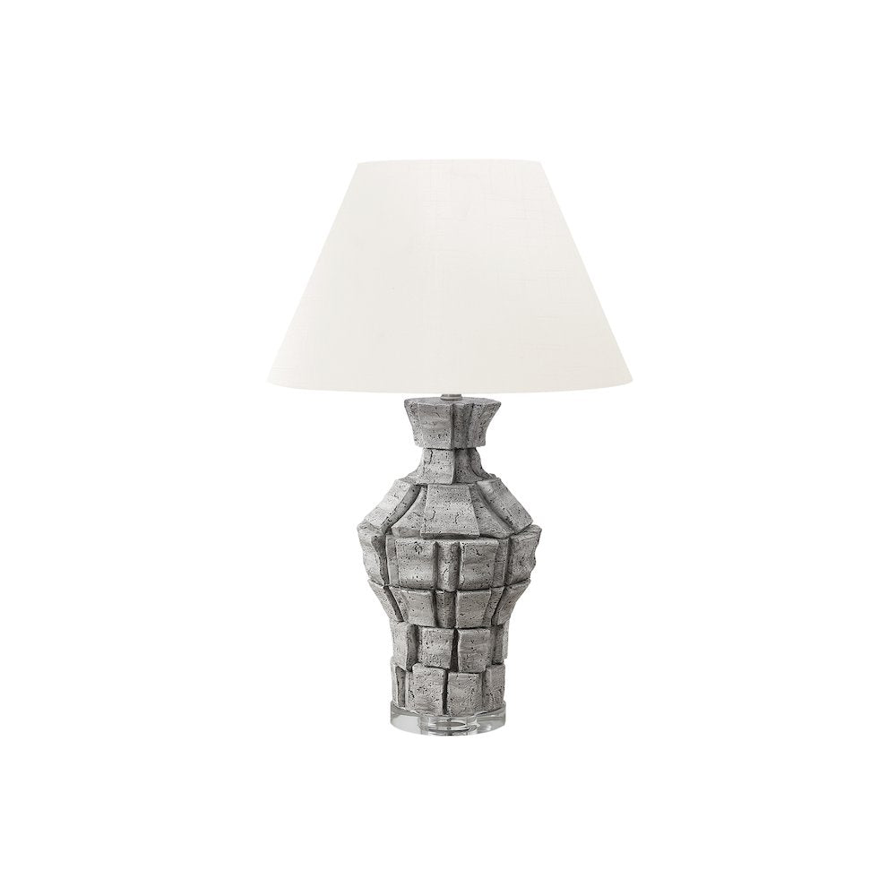 28"H, Table Lamp, Grey Resin, Ivory / Cream Shade, Contemporary, Modern