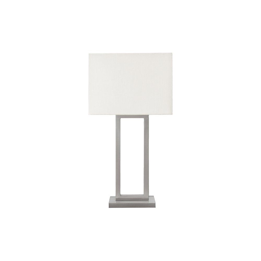 Table Lamp, 28"H, Nickel Metal, Ivory / Cream Shade, Contemporary, Modern