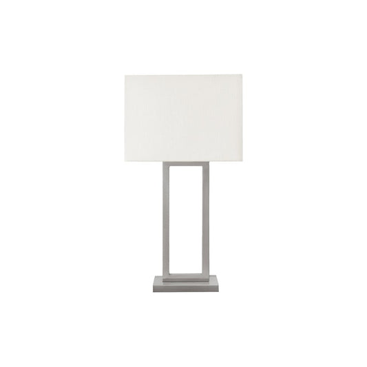 Table Lamp, 28"H, Nickel Metal, Ivory / Cream Shade, Contemporary, Modern