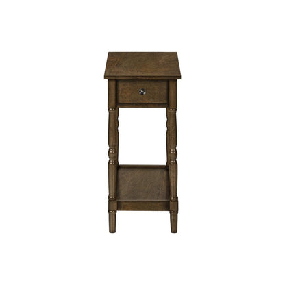 Accent Table, 2 Tier, Narrow, Lamp, Storage Drawer, Brown Veneer, Traditional